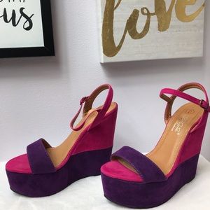 Pink 💓and Purple💜 Velvet Platform Wedges